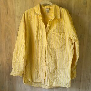 A New Day Yellow striped Button Down Shirt Size L